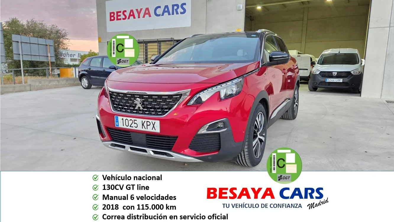 Peugeot 3008 1.2 PURETECH 96KW (130CV) GT LINE S&S 2018 Gasolina Rojo - Vista principal