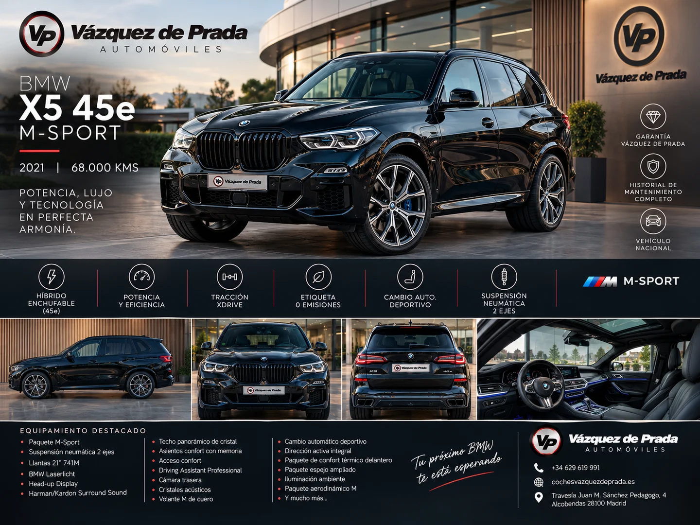 BMW X5 xDrive45e 2021 Híbrido enchufable Negro - Vista principal