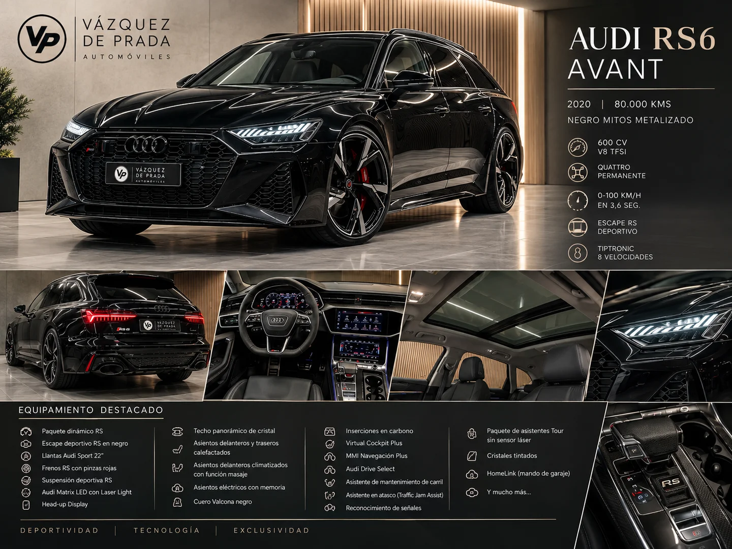 AUDI A6 RS 6 Avant TFSI quattro 2020 Gasolina Negro - Vista principal